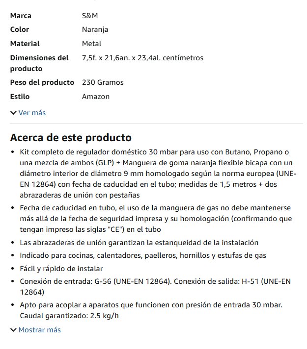 Kit regulador bombona gas S&M 591013