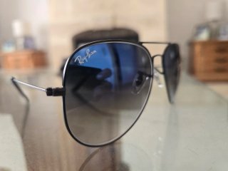 Gafas Ray-Ban Aviator Negro Lente Azul Talla 62