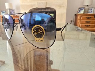 Gafas Ray-Ban Aviator Negro Lente Azul Talla 62