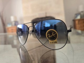 Gafas Ray-Ban Aviator Negro Lente Azul Talla 62