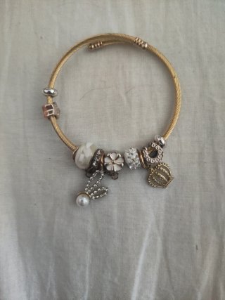 Pulsera Acero Inoxidable Dorada con Dijes