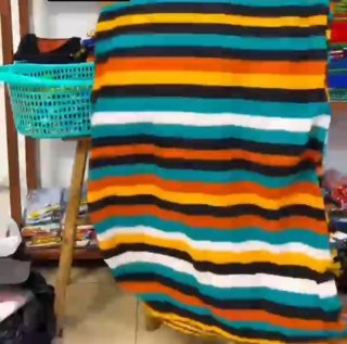 Abito vintage a righe multicolor