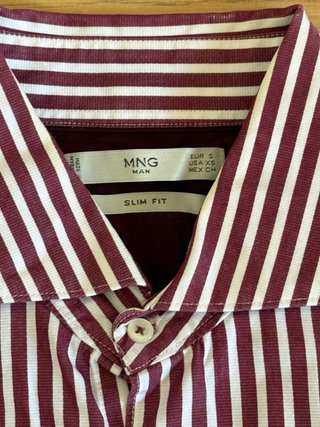 Camisa Mango Rayas Burdeos Talla M