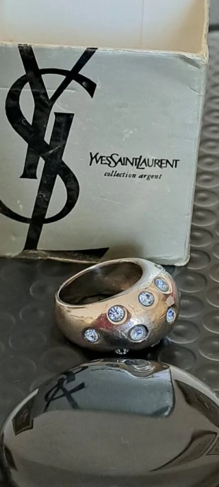 Anello YSL Argento e Acquamarina 18