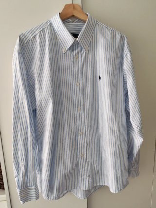 Camisa Polo Ralph Lauren Rayas Azul y Blanca
