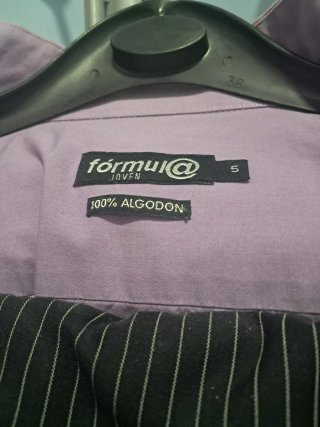 Traje Novio FORMUL@. Negro Raya Púrpura Talla M