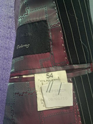 Traje Novio FORMUL@. Negro Raya Púrpura Talla M