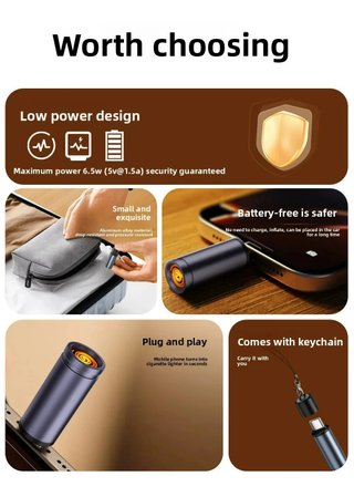 Isqueiro USB-C Porta Chaves Encendedor Mechero