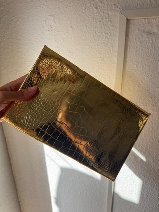 Bolso de fiesta dorado cocodrilo
