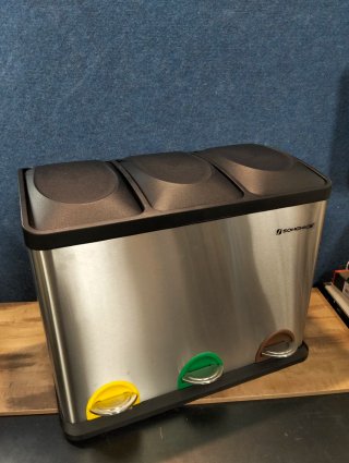 Cubo Reciclaje 45L Triple con Pedales Songmics