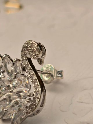 Pendientes Cisne Baño Plata 925 Cristales