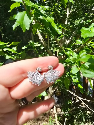 Pendientes Cisne Baño Plata 925 Cristales