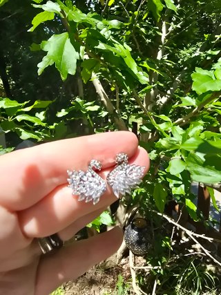Pendientes Cisne Baño Plata 925 Cristales