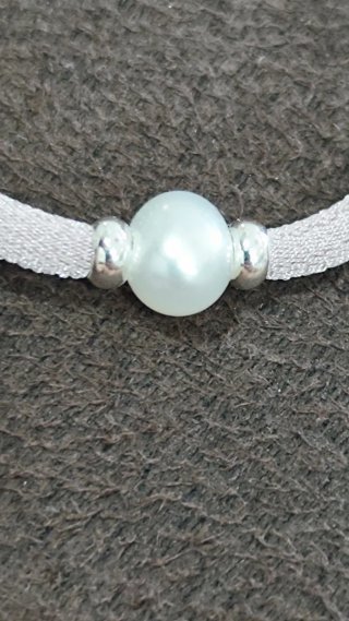 Pulsera plata y perla chica nueva