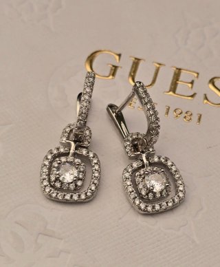 Pendientes Cristales Baño Plata Estilo Swarovski