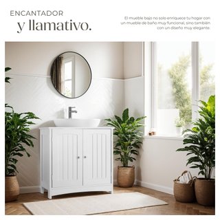 Mueble de lavabo 2 amplios compartimentos 62 x 30 x 60 cm blanco