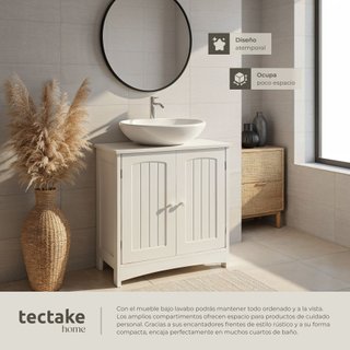 Mueble de lavabo 2 amplios compartimentos 62 x 30 x 60 cm blanco