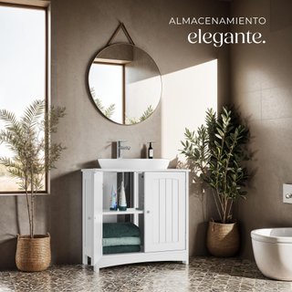 Mueble de lavabo 2 amplios compartimentos 62 x 30 x 60 cm blanco