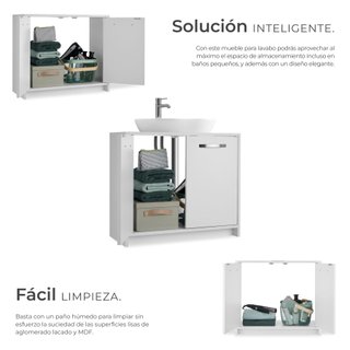 Mueble bajo lavabo con gran capacidad de carga de 20 kg, blanco
