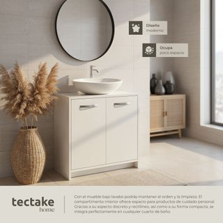 Mueble bajo lavabo con gran capacidad de carga de 20 kg, blanco