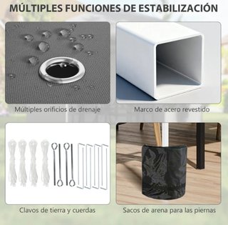 Carpa Plegable Pop-up 3x3m 2 Paredes Gris