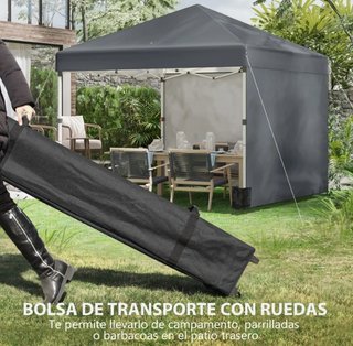 Carpa Plegable Pop-up 3x3m 2 Paredes Gris