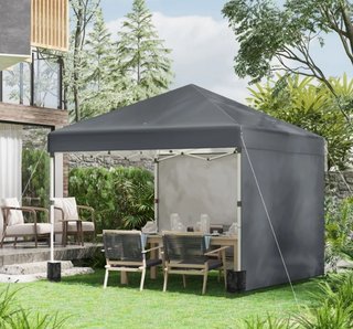 Carpa Plegable Pop-up 3x3m 2 Paredes Gris