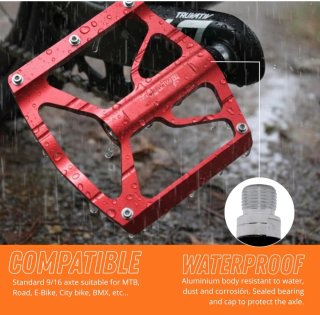Pedales Bicicleta Aluminio Rojos Nuevos.