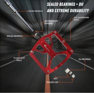 Pedales Bicicleta Aluminio Rojos Nuevos.