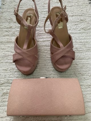 Sandalias tacón plataforma rosa T.36-37