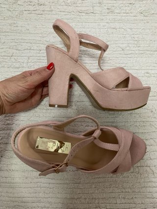 Sandalias tacón plataforma rosa T.36-37