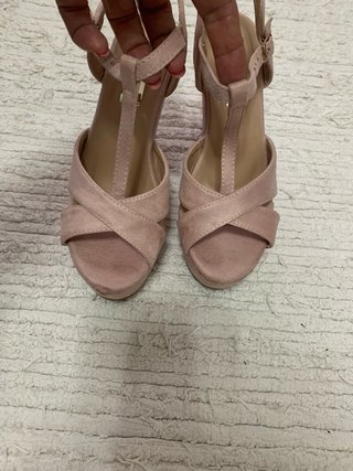 Sandalias tacón plataforma rosa T.36-37