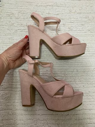 Sandalias tacón plataforma rosa T.36-37