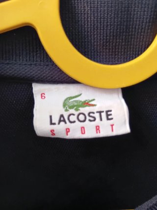 Polo Lacoste Sport Talla 6 Rayas Azul Marino