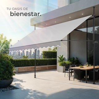 Toldo plegable para balcón con manivela 350x120x211-304 cm, gris claro