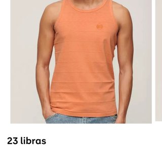 Camiseta sin mangas Superdry S Algodón Naranja