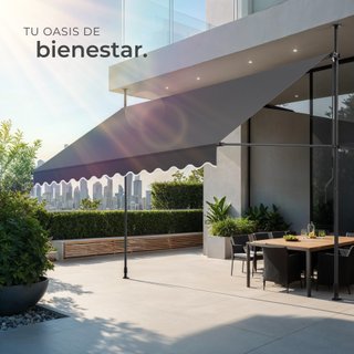 Toldo plegable para balcón con manivela 350x120x211 - 304 cm, negro