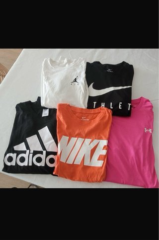 Lote 5 Camisetas Deportivas Adidas, Nike, Jordan.