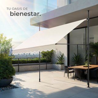 Toldo plegable para balcón con manivela 250x120x211 - 304 cm, beige