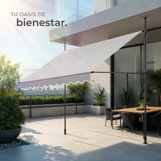 Toldo plegable para balcón con manivela, 250 x 180 cm, gris claro