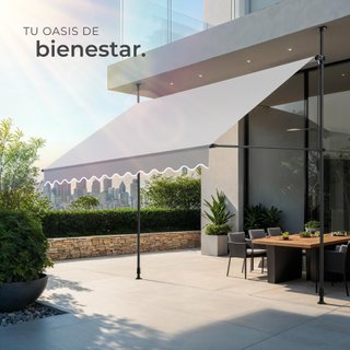 Toldo plegable para balcón con manivela 300x120x211-304 cm, gris claro