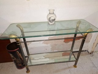 Consola cristal y metal dorado
