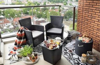 Set Balcone 2 Poltrone + Tavolino Nero
