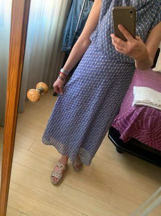 Vestido estampado azul y blanco
