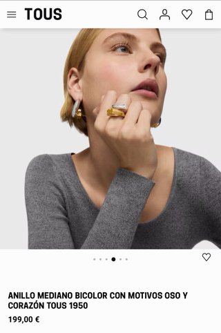 Anillo Tous Oso Corazón Oro y Plata