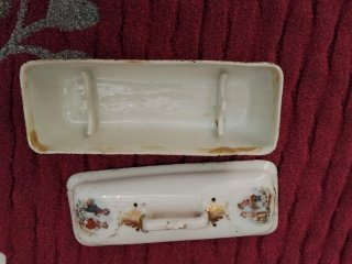 Cajita porcelana antigua dibujos