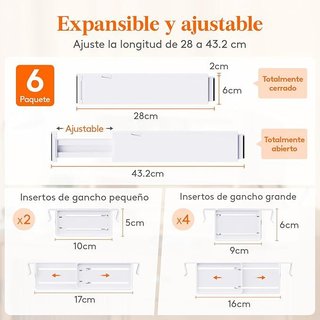 6 Separadores Cajones Ajustables