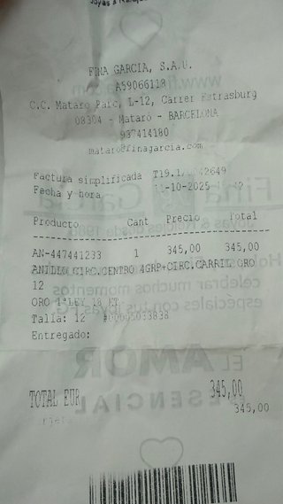 Anillo de oro 18K Fina García con circonitas t. 12