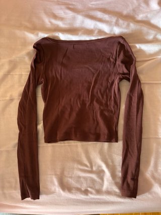 Pull&Bear Top Marrón Manga Larga S