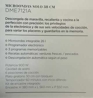 Microondas De Dietrich Negro Integral